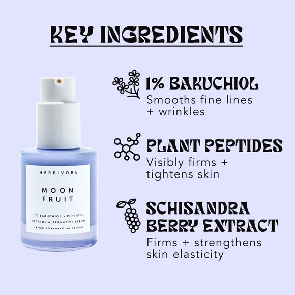 Pick8/$50 Herbivore MoonFruit 1% Bakuchiol+Peptides Retinol Alt. Serum🆕delsamp - Picture 3 of 9